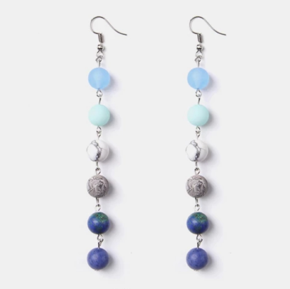 EARTH Solar System Inspired Dangle Drop Earrings